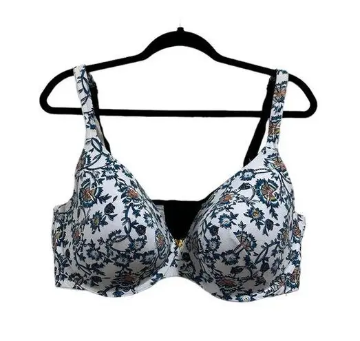 Cacique plus size t-shirt bra white with blue floral print size 44DD
