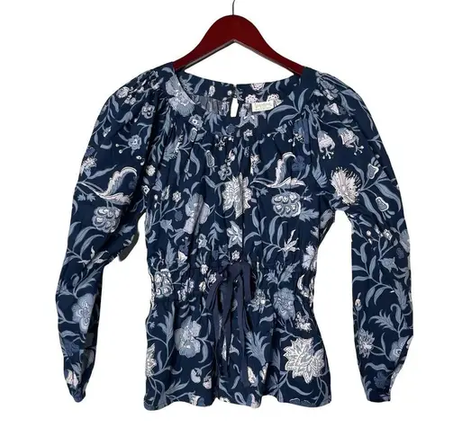 Spartina 449 Colette Blouse Hamilton Floral Block Navy sz S