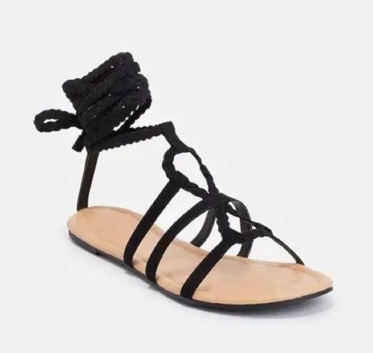 JustFab NIB  Olympia Flat Sandal in Black - 8.5