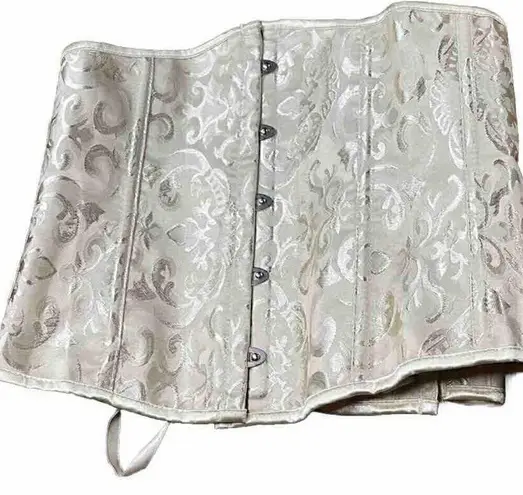 Vintage Alivila.Y Fashion Corset Floral Victorian Top Gold/Cream Sz 4XL Plus White