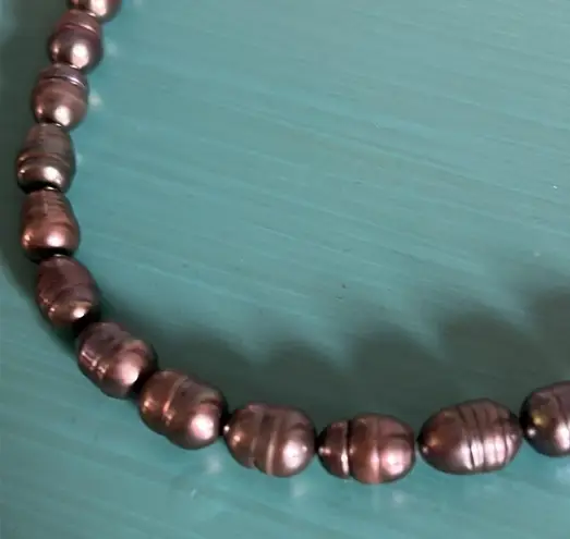 Set Peacock Luster Freshwater Rice Pearl Bracelet Ring Necklace Collection Gray