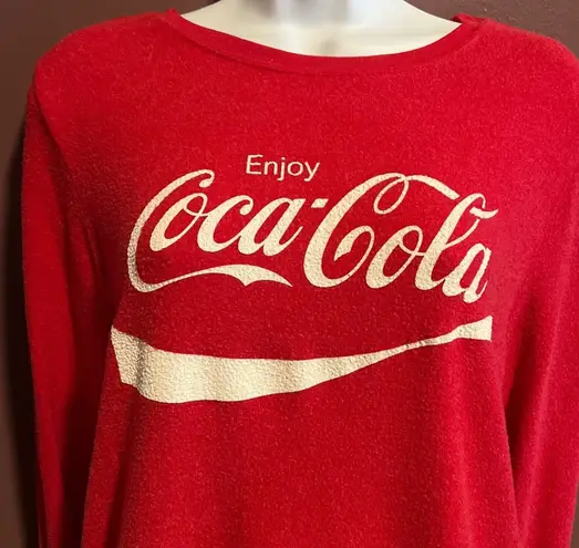 Coca-Cola Red Fuzzed Sweatshirt Size Small - Image 2
