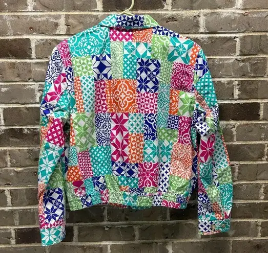 Polo Ralph Lauren Jacket Full Zip Multi Color Patchwork Light Weight Small NWT White