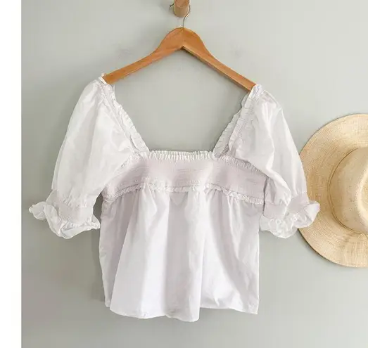 Tuckernuck | Hyacinth House | Palmer Square Neck Smocked Top in White | Sz S