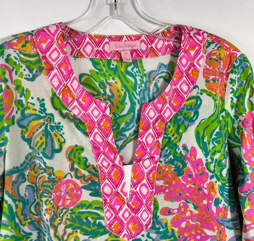 Lilly Pulitzer Amelia Island Tunic in Casa Marina 3/4 Sleeve Tropical Top XS