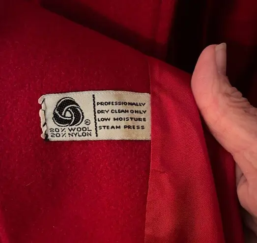 Bryant Park vintage 80s red wool dress trench coat with caplet sleeves Size 14.