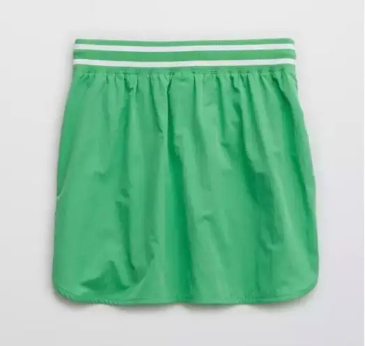 Aerie AE  Sporty Nylon Track Skirt Green Neon Stripe Athletic Exercise Small