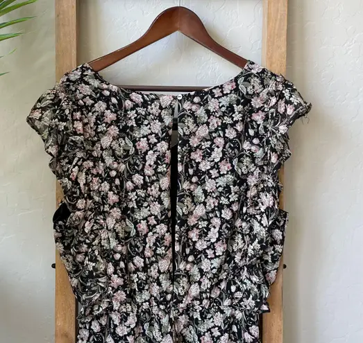 She + Sky Black Floral Playsuit Romper Size L