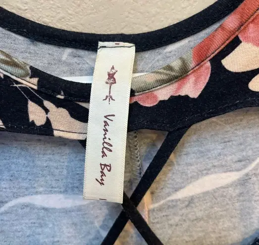 Vanilla Bay Women’s Navy Blue Pink floral Sleeveless Stretch Boho Mini Dress XL