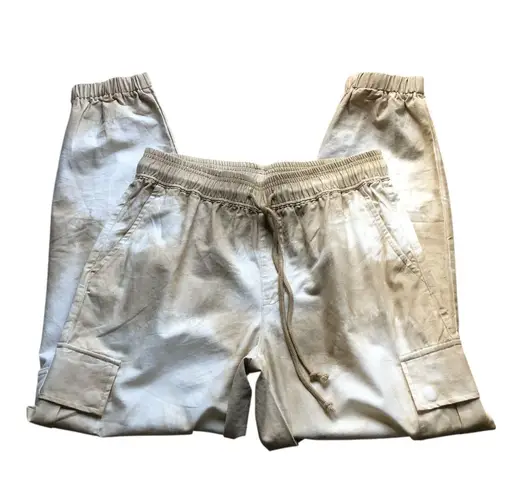 Prómesa Promesa Beige White Tie Dye Cargo Jogger Pants Drawstring Women's Size Small