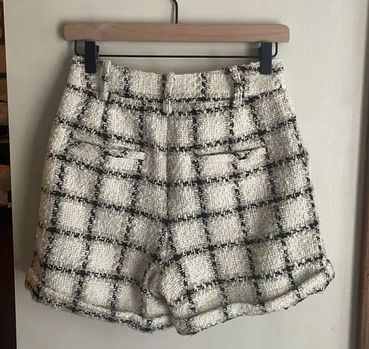 ANINE BING Becky Tweed Short In Beige Plaid