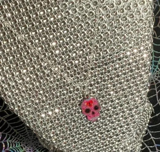 Pink Halloween Day of the Dead Sugar Skull Necklace Kawaii Lolita Pastel Goth