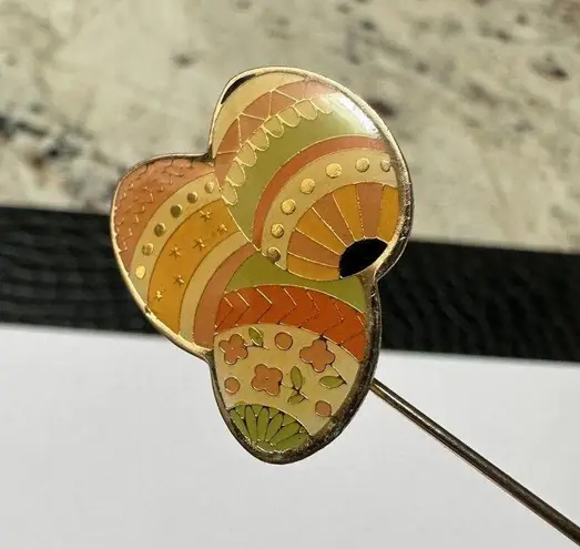 Gold Tone Easter Egg Lapel Stick Pin Signed SWIB 1980