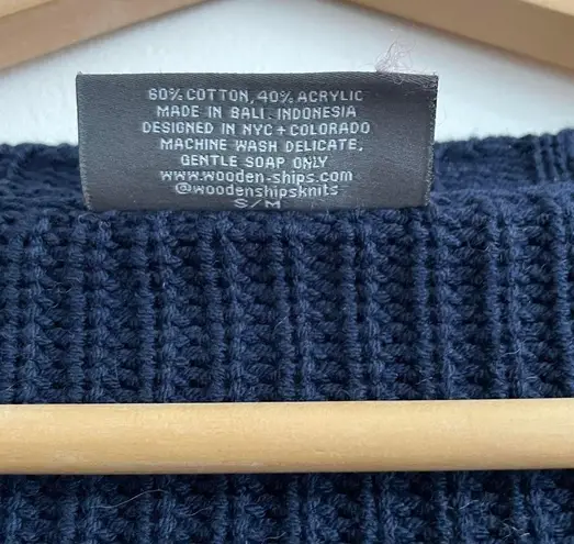 Wooden Ships Wooden Ship Blue Deep VNeck Crop Top Knitted Sweater