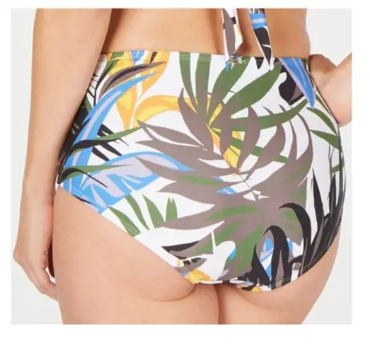 Calvin Klein  Tropical Bikini Full Coverage Pleated High Waist Swim Bottom Medium