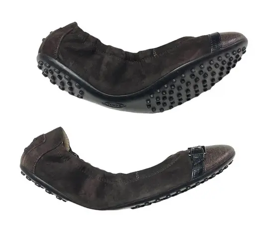 Tod's Tod’s Women’s Scrunch Ballet Flat size 38.5 Brown Suede