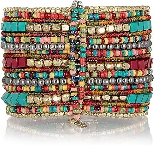 Handmade Cuff Bracelets Adjustable Stylish Boho Beaded Stackable Bracelets,