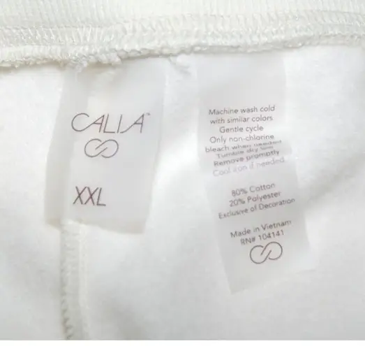 NWT Calia Cream Fleece Pull On Crop Pants Size XXL High Rise Raw Hem Straight