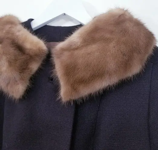 Vintage Michel Daniels France Fur Collar Coat Size L