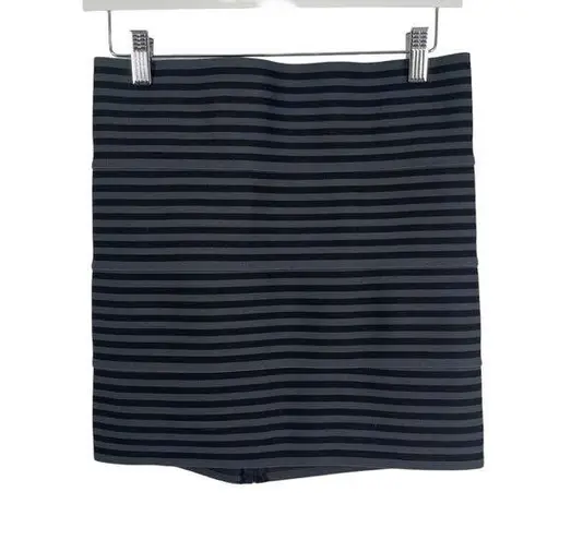 Pleasure Doing Business Grey Black Striped Bandage Pencil Skirt Y2K Women Medium