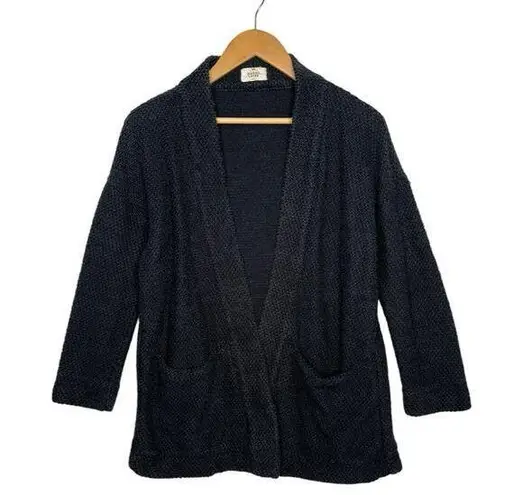 Marine layer Cardigan Sweater Womens Small Black Open Front Heavyweight Pockets