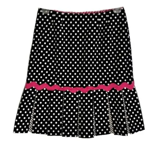 Acorn Black and White Polka Dot Knife Pleated Pink Trim Skirt Size 6