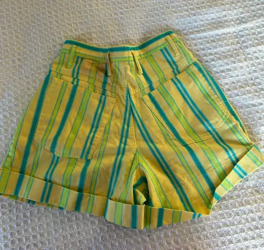 Skoozi Vintage 80s Striped Shorts Yellow Size 2