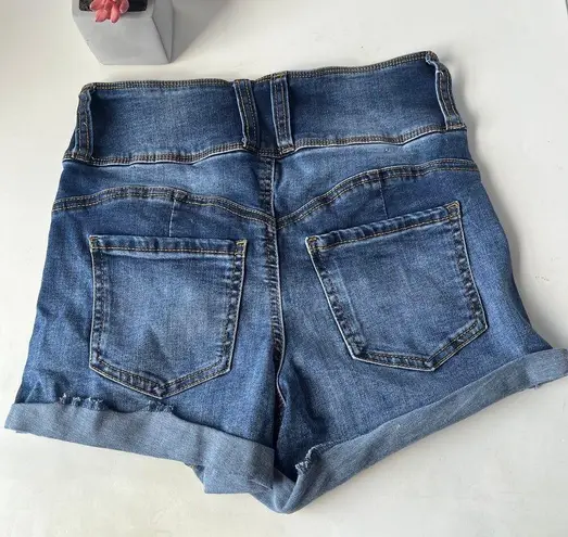 Ariya Jeans High Waist Cutoff Jean Shorts Sz 7/28 3 Button Stretch Festival