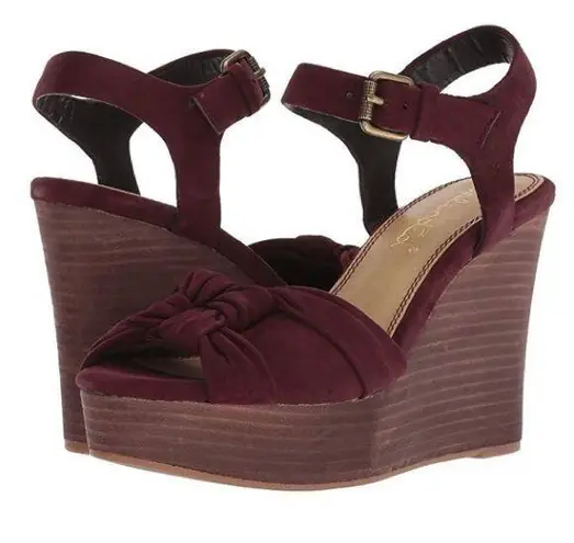 Anthropologie Splendid  Nada plum suede platform wedge open-toe heels