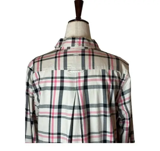 Tyler Boe Tan Red And Black Plaid Collared Half Snap Front Tina Tunic Top Size M Size M