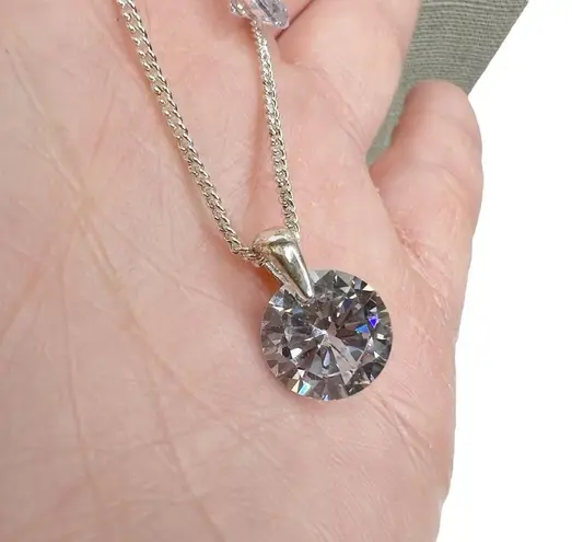 Cubic Zirconia Double Layered Dainty Silver Chain Necklace