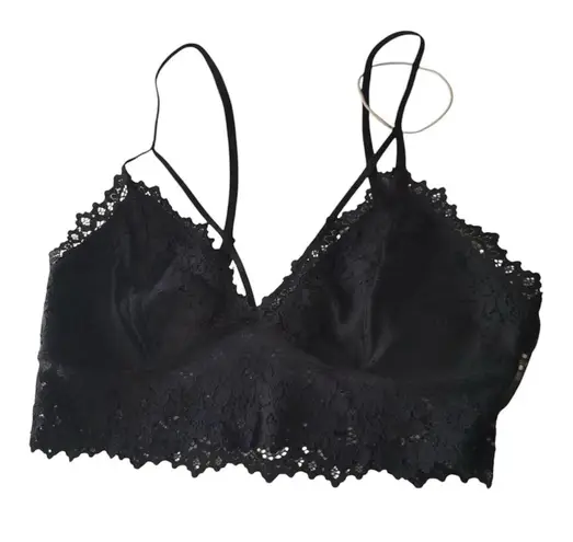 Black Floral Lacy Strappy Bralette Coachella