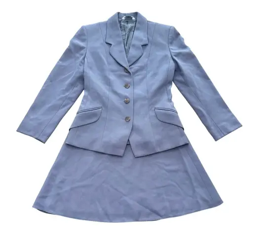 Laura Ashley lilac Wool Skirt Suit Set Womens Vintage (Blazer 8/Skirt 4)