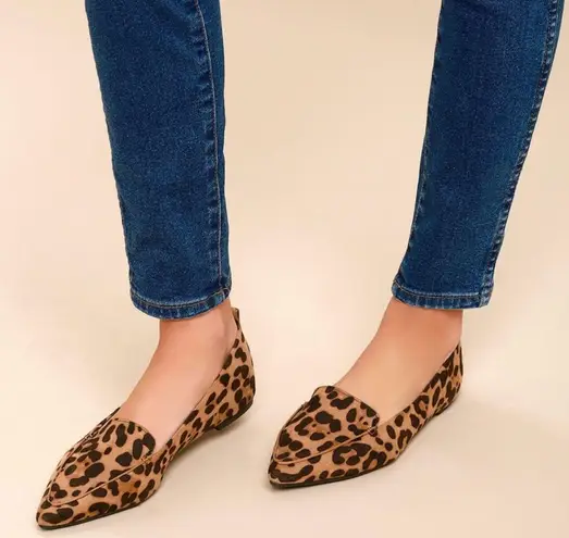 Lulus NWT  Emmy Leopard Suede Pointed Loafers