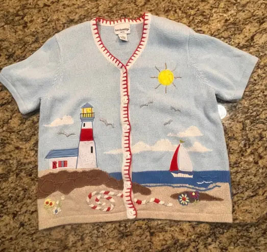 Breckenridge  Womens Petite‎ Medium Sweater Button Up Knit Cardigan Beach Short - Image 1