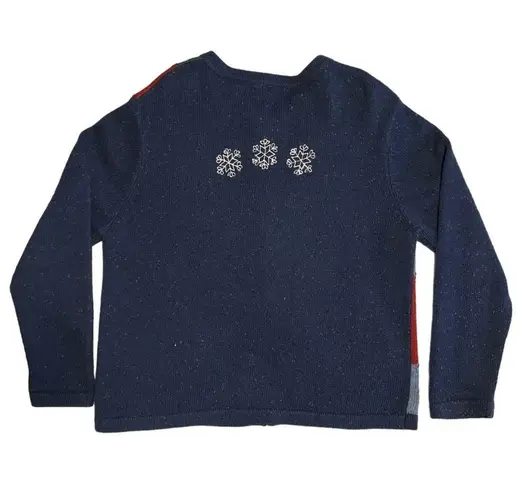 Croft & Barrow  Women's Large Blue Snowman Snowflake Full Zip Long Sleeve Sweater