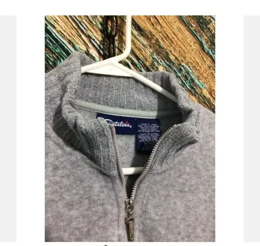Catalina Fantastic Vintage 1/4 Zip Pullover Warm Gray Top Sweatshirt Sz L By