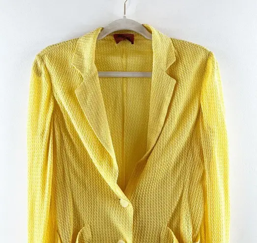 Missoni Vintage Cotton Lightweight Double Button Blazer Jacket Yellow 12