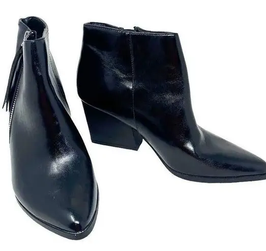 NWOT ~ Short Black Booties Zipper Boots Chunky Heel by ZBY ~ Women's Size 8