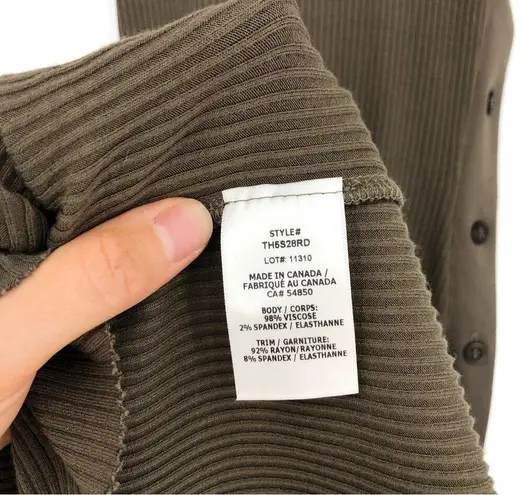 The Range Ribbed Button Maxi Dress Olive Green XS