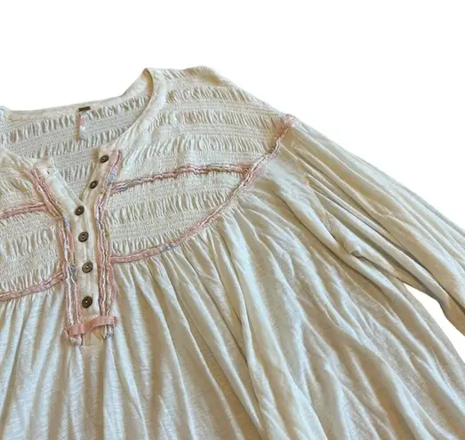 Free People  Mara Mae Top Shirt Blouse Flowy Embroidered Boho Size Small Women's