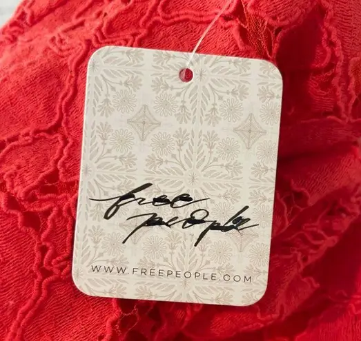 NEW FREE PEOPLE LACE CROP FLARE PANTS IN RED SIZE S!