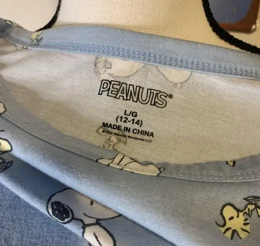 Peanuts Blue Snoopy Woodstock Pajama Shirt Size L