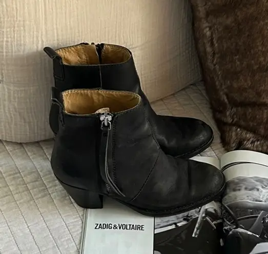 Acne Studios Pistol washed worn in western zip up sides heel Ankle Boots 37
