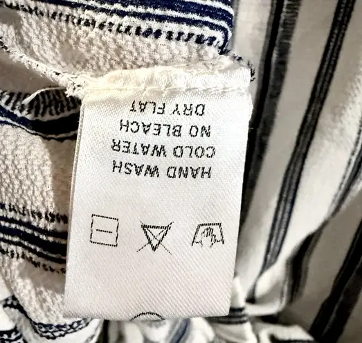 Kaii Los Angeles Tie Front , Roll Tab Sleeve, Blue Striped Blouse Size L