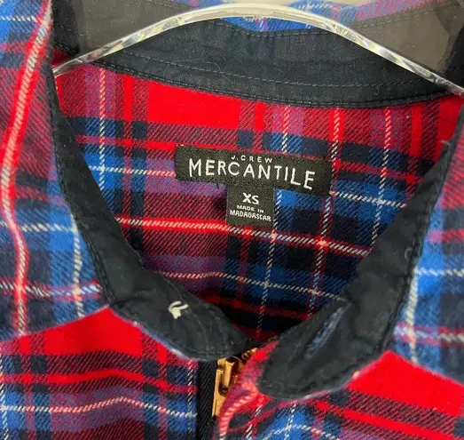 J. Crew Mercantile Plaid Shirt Jacket Shacket 1/2 Zip Pullover Size XS EUC L1001 Red