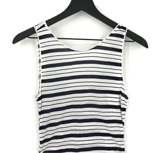 Three Dots Striped Maxi Dress White Navy XS