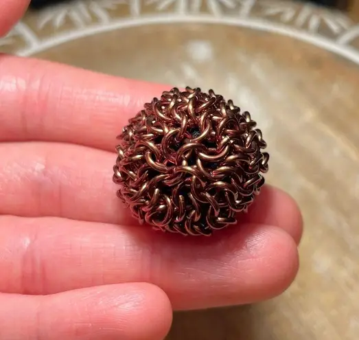 Small Bronze Chainmaille Ball Keychain