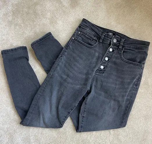 ZARA High Waist Faded Black Skinny Jeans