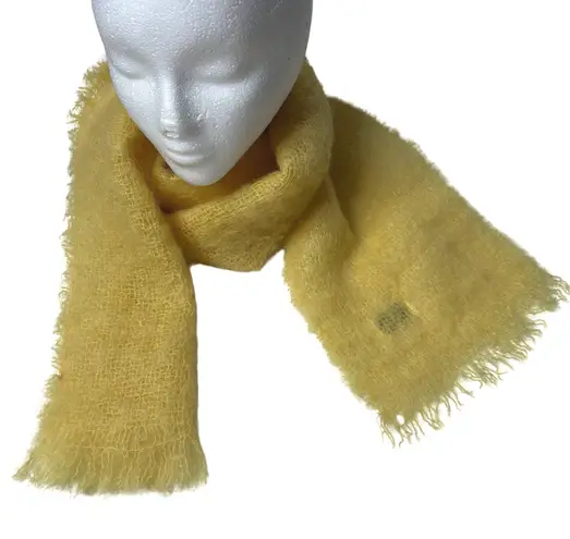 LS Ayres & Co Mohair Wool Scarf Yellow Fringe Made in Scotland Luxurious VTG SEE